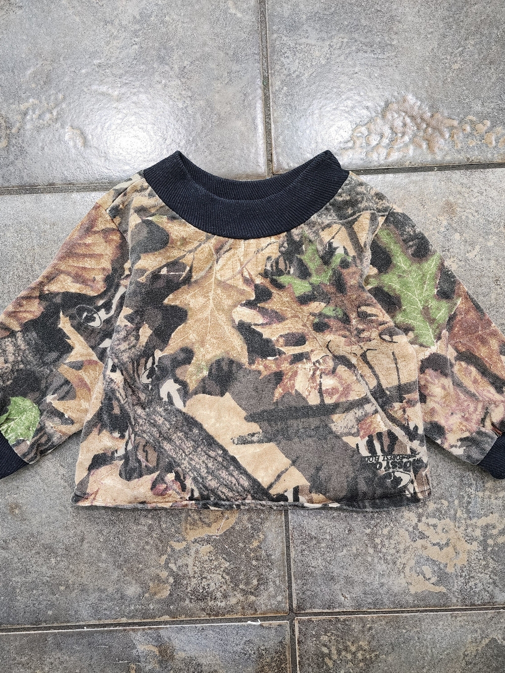 Vintage 90s Mossy Oak Toddler Baby Forest Floor Camoflauge Long Sleeve T Shirt